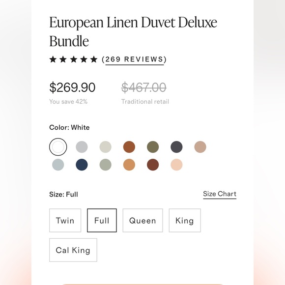 Quince Bedding Quince White Full European Linen Duvet Deluxe Bundle